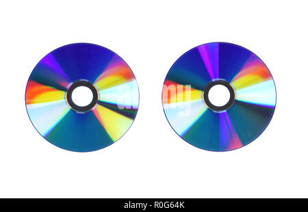 Hintere Compact Disc auf weißem Hintergrund. Stockfoto