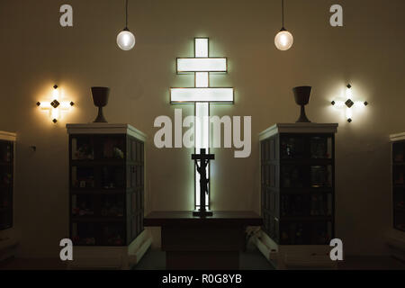 Columbarium der Gemeinde Haus der Tschechoslowakischen hussitischen Kirche (Husův sbor) entworfen von Tschechischen modernistischen Architekten Frantisek Kubelka (1935-1937) im Stadtteil Holešovice in Prag, Tschechische Republik. Stockfoto