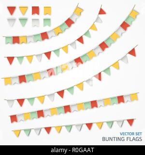 Vector Illustration eines realistischen Girlande bunte Fahnen. Stock Vektor