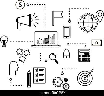 Moderne outline Flachbild Geschäftskonzept. E-mail Marketing Plan Stock Vektor