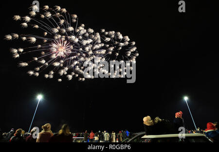 Feuerwerk in Whitley Bay. Stockfoto