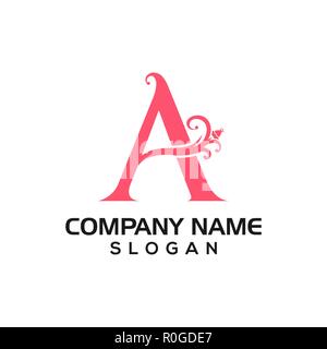 Eine Blume, Designer, Initialen A mit floralen Akzenten geeignet für florale Designer Logos. Stockfoto