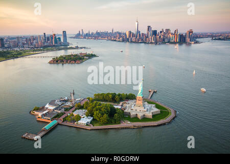 New York Freiheitsstatue Luftaufnahme Stockfoto