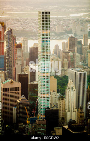 New York city Gebäuden bei Sonnenuntergang Luftaufnahme Stockfoto
