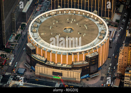 New York, New York/USA - 07 August 2018: Madison Square Garden Luftaufnahme Stockfoto