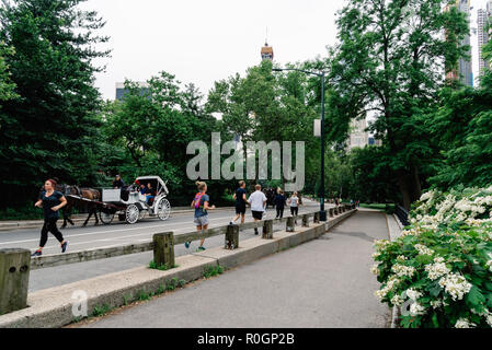 New York City, USA - 23. Juni 2018: Menschen im Central Park laufen ein bewölkter Tag Stockfoto