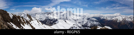 Ein panorama Blick auf Mt Rolleston vom Gipfel des Avalanche Peak, Arthurs Pass, Neuseeland Stockfoto