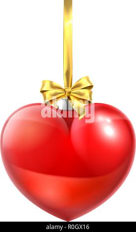 Herzförmige Weihnachtskugel Christbaumkugel Ornament Stock Vektor