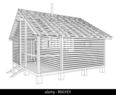 Skizze des Kleinen Hauses. Vektor Rendering von 3d Stock Vektor