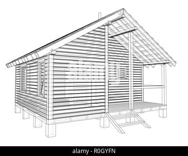 Skizze des Kleinen Hauses. Vektor Rendering von 3d Stock Vektor