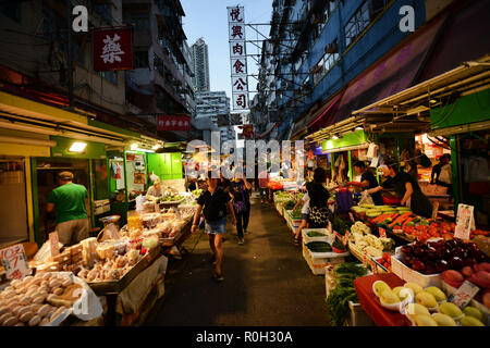 Die lebendige Frische Produkte Market in Mong Kok, Hong Kong. Stockfoto