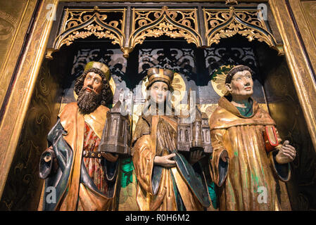 Museum Polen, Detail der mittelalterlichen Triptychon von St. Hedwig (1470) Auf der Anzeige im Nationalmuseum in Breslau, Polen. Stockfoto