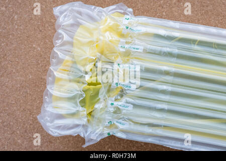 Durchsichtige Luft Verpackung, Schutz von Waren, Verpackungen aus Kunststoff Stockfoto