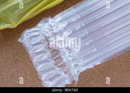 Durchsichtige Luft Verpackung, Schutz von Waren, Verpackungen aus Kunststoff Stockfoto
