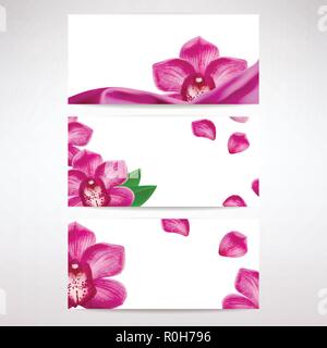 Banner mit Orchidee Blumen auf hellem Hintergrund Stock Vektor