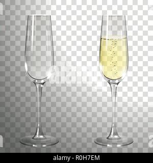 Glas Champagner auf einem transparenten Hintergrund Stock Vektor