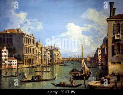 Blick auf den Canal Grande mit Blick auf die Punta della Dogana vom Campo Sant'Ivo 1740-1745 von Canaletto (Giovanni Antonio Canal) 18. Jahrhundert Italien, Italienisch. Stockfoto