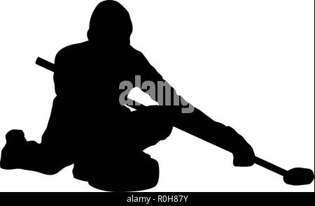 Eisstockschießen Silhouette. Schwarz auf Weiß. Vector Illustration. Stock Vektor