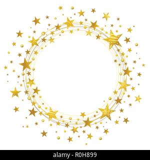 Kranz von goldenen Sternen auf weißem Hintergrund Stock Vektor