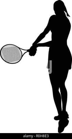 Tennis Silhouette. Schwarz auf Weiß. Vector Illustration. Stock Vektor