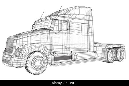 Liefer- Industrie, Logistik Transport und Fracht Fracht Transport Industrie kommerzielle Konzept wire-frame. Erstellt Abbildung: 3d Stock Vektor