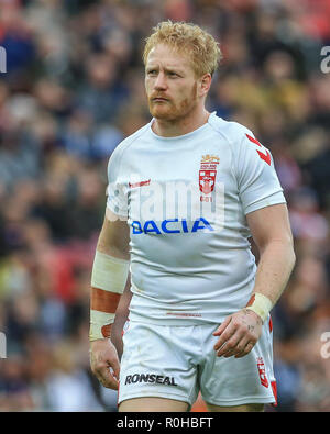 4. November, Anfield, Liverpool, England; Rugby League International Test Match, England V Neuseeland; James Graham aus England Credit: Mark Cosgrove/News Bilder Stockfoto
