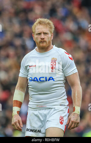 4. November, Anfield, Liverpool, England; Rugby League International Test Match, England V Neuseeland; James Graham aus England Credit: Mark Cosgrove/News Bilder Stockfoto