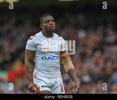 4. November, Anfield, Liverpool, England; Rugby League International Test Match, England V Neuseeland; Jermaine McGillvary von England Credit: Mark Cosgrove/News Bilder Stockfoto