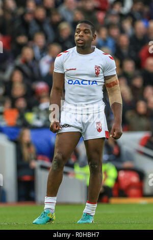 4. November, Anfield, Liverpool, England; Rugby League International Test Match, England V Neuseeland; Jermaine McGillvary von England Credit: Mark Cosgrove/News Bilder Stockfoto