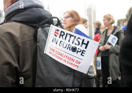 London, Großbritannien. 5 Nov, 2018. Die Demonstranten bilden eine Menschenkette außerhalb der Downing Street anspruchsvolle Rechte für EU-Bürger, und ob sie im Vereinigten Königreich zu bleiben, nachdem Brexit Credit: Amer ghazzal/Alamy Live News Credit: Amer ghazzal/Alamy leben Nachrichten Stockfoto