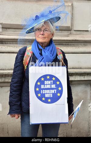 London, Großbritannien. 5. Nov 2018. Die letzte Meile, Demonstranten bilden eine Menschenkette vom Parlament Platz zu 10 Downing Street Kampagne für das Recht, im Vereinigten Königreich zu bleiben, nachdem Brexit, London.UK Credit: michael Melia/Alamy leben Nachrichten Stockfoto