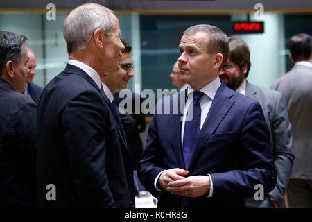 Brüssel, Belgien. 5. November 2018. Petteri Orpo, Minister der Finanzen von Finnland besucht in einer Tagung der EU-Finanzminister der Eurogruppe auf der Tagung des Europäischen Rates. Alexandros Michailidis/Alamy leben Nachrichten Stockfoto