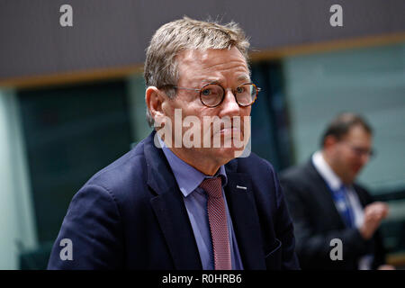 Brüssel, Belgien. 5. November 2018. belgische Finanzminister Johan Van Overtveldt besucht in der Eurogruppe Finanzminister auf EU-Hauptquartier. Alexandros Michailidis/Alamy leben Nachrichten Stockfoto