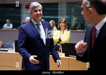 Brüssel, Belgien. 5. November 2018. Der Präsident der Eurogruppe Mario Centeno in der Eurogruppe Finanzminister an der EU-Hauptquartier teilnimmt. Alexandros Michailidis/Alamy leben Nachrichten Stockfoto