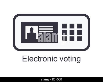 Elektronische Wahlurne Symbol auf weißem Hintergrund. Elektronische Abstimmung. Vector Illustration Stock Vektor
