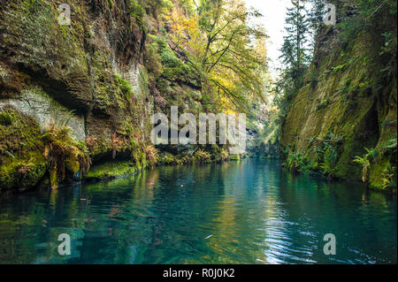 Malerische Ansicht von Hrensko Nationalpark, in der Böhmischen Schweiz, Tschechische Republik Stockfoto