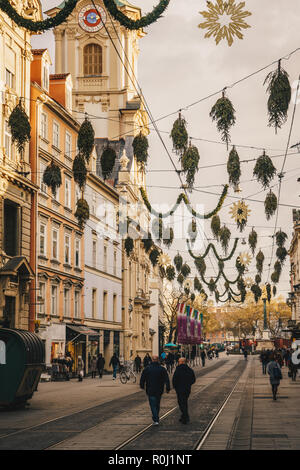 Graz Straßen abend Advent in der Steiermark Österreich Stockfoto