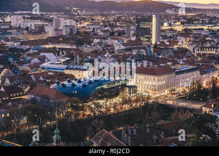 Stadt Graz von oben Stockfoto