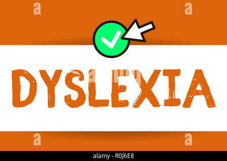 Konzeptionelle Hand schreiben Legasthenie angezeigt. Business Foto text Störungen, Schwierigkeiten beim Lesen lernen und verbessern. Stockfoto