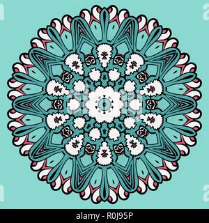 Bunter Kreis Blume mandala Hintergrund in Hellblau. Stock Vektor
