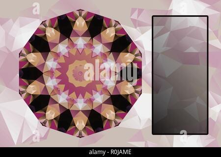 Hand ethnischen Rundschreiben beige ornament gezeichnet. Spitze ornamental Design. Reich verzierte runden Muster mit vielen Details und Banner für Text Stock Vektor