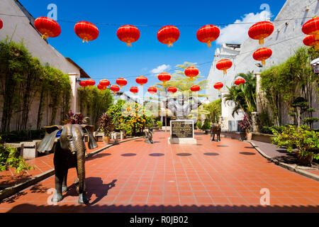 Schöne koloniale Architektur auf der Jonker Street in Malacca Stadt in Malaysia. Schöne Chinatown in Südostasien. Stockfoto