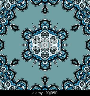 Blau nahtlose Mandala, flayer Design in Tribal oriental style liginoru. Stock Vektor