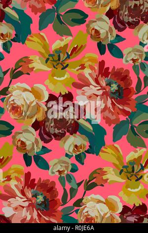 Vintage floral nahtlose Muster. Blühender Garten Blumen. Vector Illustration in Hand gezeichneten Stil. Stock Vektor