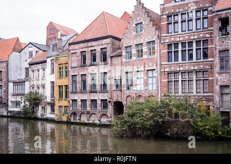 Historische Häuser am Fluss Leie, Gent, Belgien Stockfoto