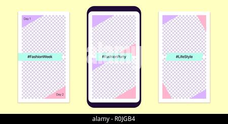 Geschichte Vorlage für Social Media Network. Editierbare Geschichte mock up für mobile Medien in Full HD-Auflösung, mit besonderen Orten Foto einzufügen. Stil für Stock Vektor