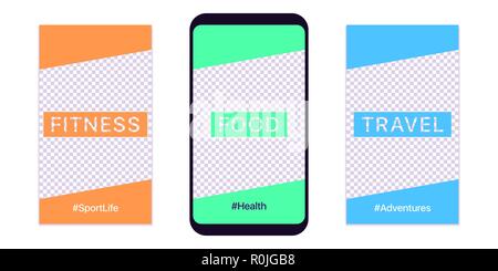 Geschichte Vorlage für Social Media Network. Editierbare Geschichte mock up für mobile Medien in Full HD-Auflösung, mit besonderen Orten Foto einzufügen. Stil für Stock Vektor