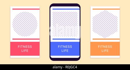 Geschichte Vorlage für Social Media Network. Editierbare Geschichte mock up für mobile Medien in Full HD-Auflösung, mit besonderen Orten Foto einzufügen. Stil für Stock Vektor