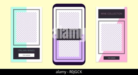 Geschichte Vorlage für Social Media Network. Editierbare Geschichte mock up für mobile Medien in Full HD-Auflösung, mit besonderen Orten Foto einzufügen. Stil für Stock Vektor