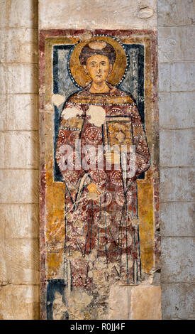 Fresko in der Kirche Santa Maria Maggiore, 11. Jahrhundert, im Byzantinischen Stil, in Monte Sant'Angelo, Apulien, Italien Stockfoto